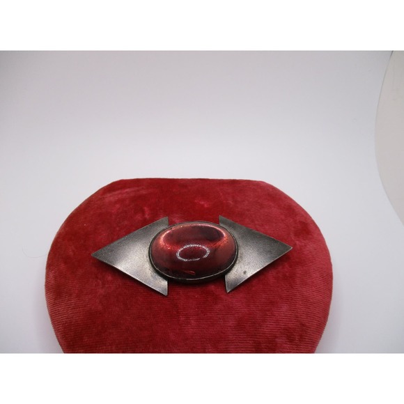 Vintage Tulla Booth Sterling Silver Modernist Purple Stone Triangle Brooch - Picture 10 of 10